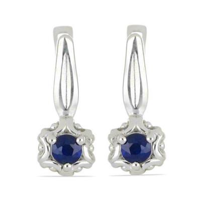BUY STERLING SILVER AUSTRALIAN BLUE SAPPHIRE SINGLE STONE EARRINGS